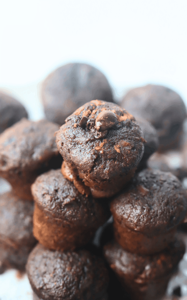 stack of healthy chocolate chip zucchini muffins